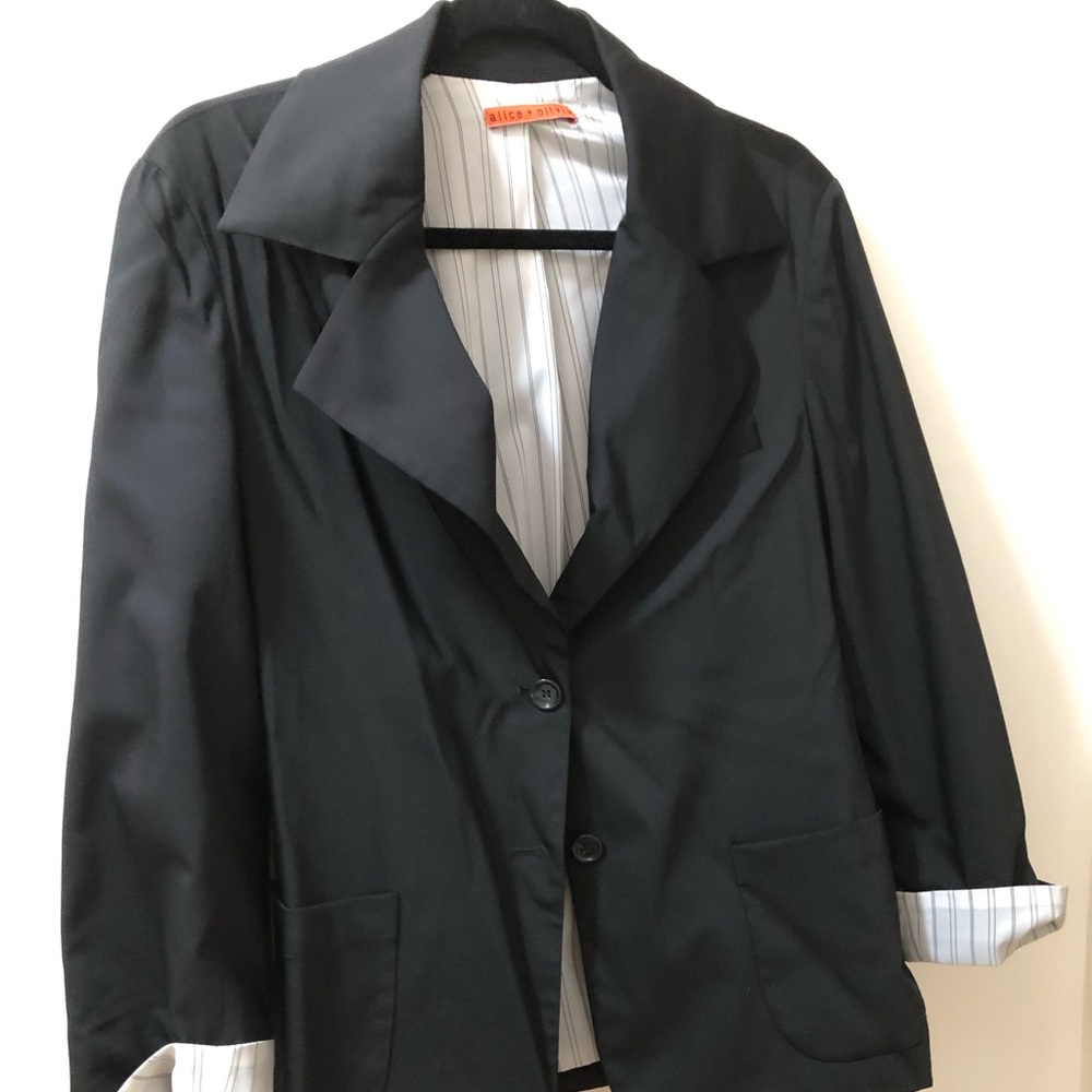 Alice and Olivia black blazer with white cuffs